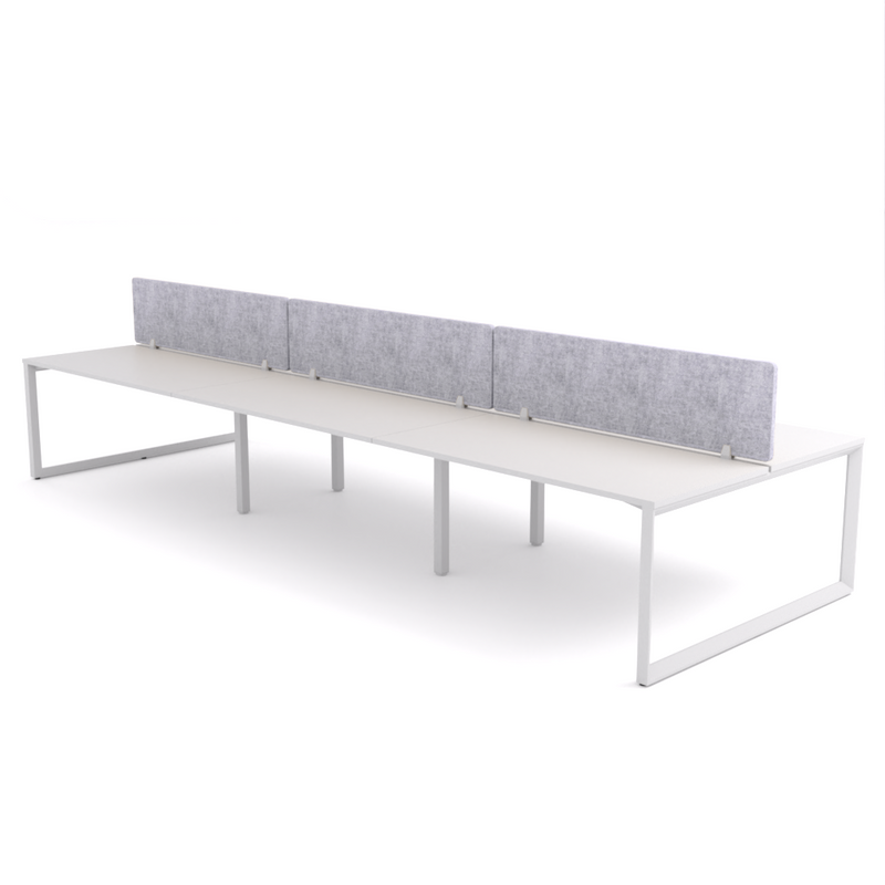 California Office Workstations (Loop Legs) 6-User Double-Sided Desk With AcoustiQ Screen (Marble Gray Screen)