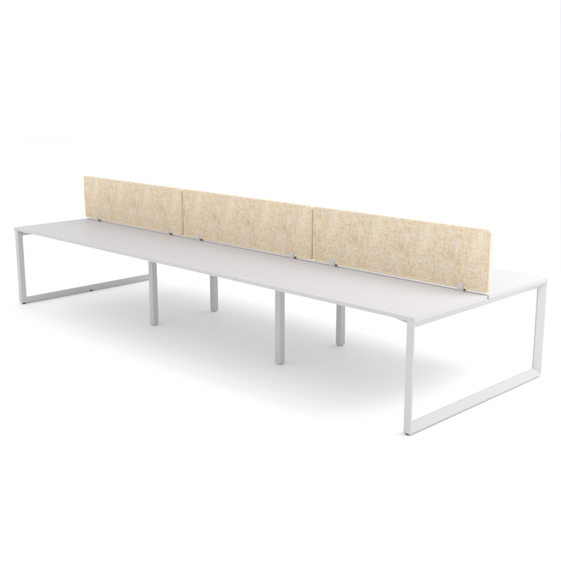 California Office Workstations (Loop Legs) 6-User Double-Sided Desk With AcoustiQ Screen (Natural Screen)