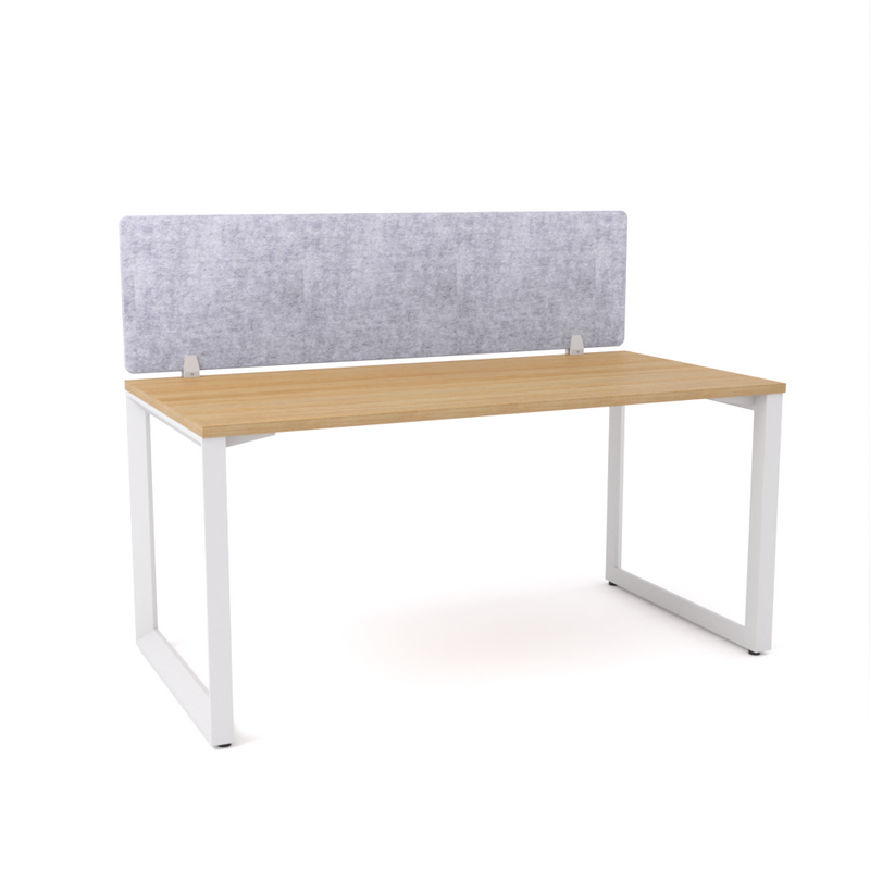 California Office Workstations (Loop Legs) 1-User Single-Sided Desk With AcoustiQ Screen (Marble Gray Screen)