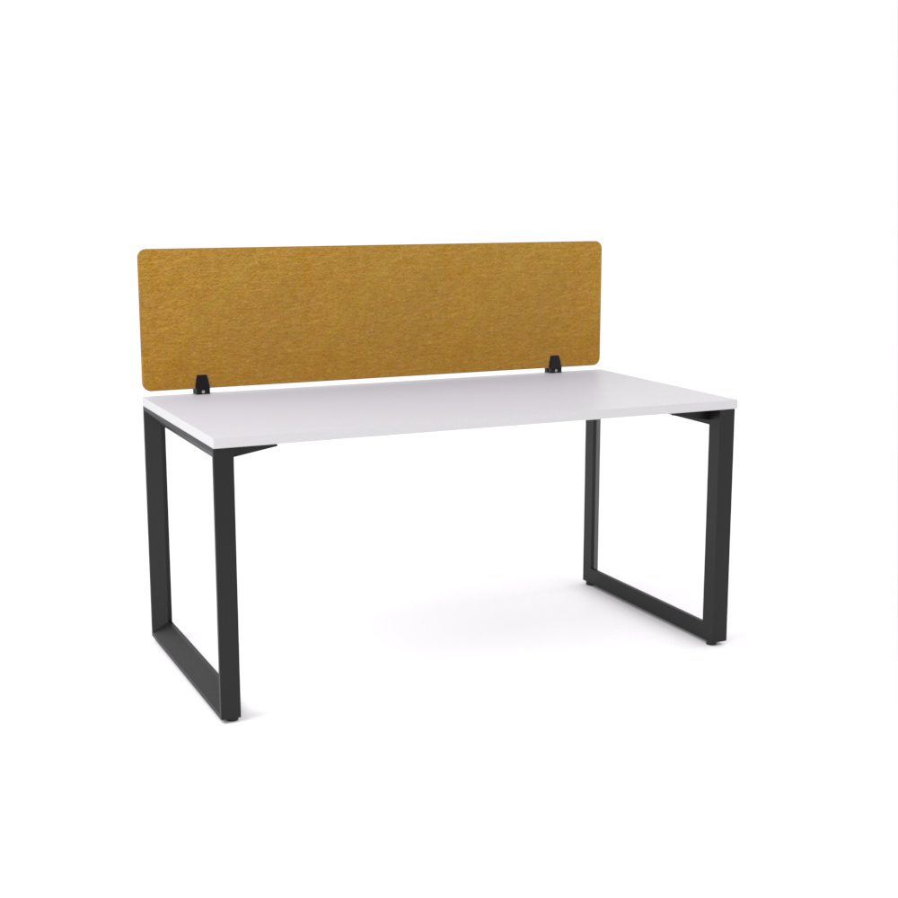 California Office Workstations (Loop Legs) 1-User Single-Sided Desk With AcoustiQ Screen (Golden Yellow Screen)-Elite Office Furniture