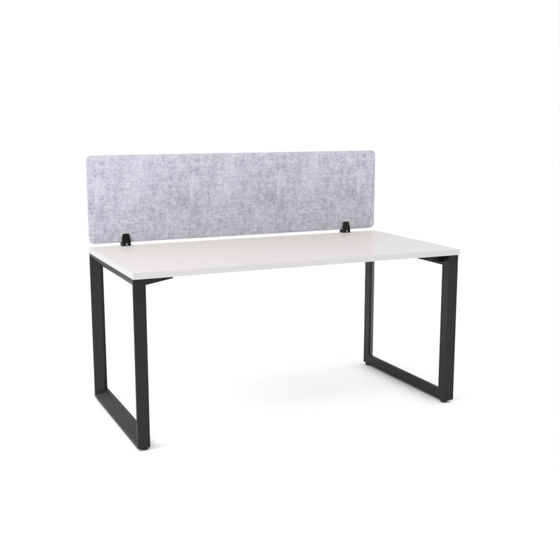 California Office Workstations (Loop Legs) 1-User Single-Sided Desk With AcoustiQ Screen (Marble Gray Screen)