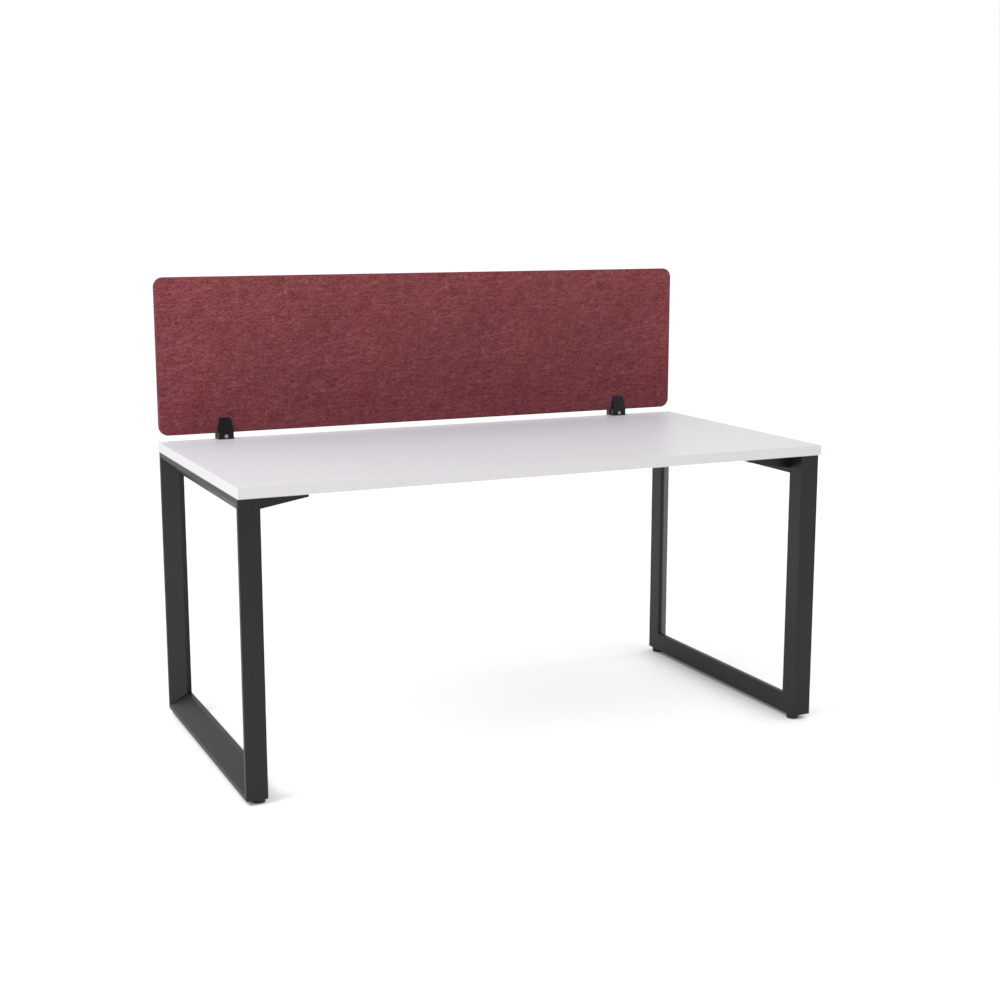 California Office Workstations (Loop Legs) 1-User Single-Sided Desk With AcoustiQ Screen (Maroon Screen)-Elite Office Furniture