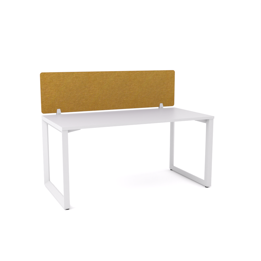 California Office Workstations (Loop Legs) 1-User Single-Sided Desk With AcoustiQ Screen (Golden Yellow Screen)-Elite Office Furniture