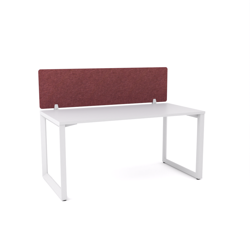 California Office Workstations (Loop Legs) 1-User Single-Sided Desk With AcoustiQ Screen (Maroon Screen)-Elite Office Furniture