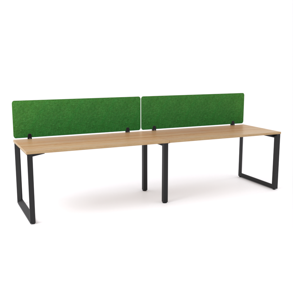 California Office Workstations (Loop Legs) 2-User Single-Sided Desk With AcoustiQ Screen (Green Screen)