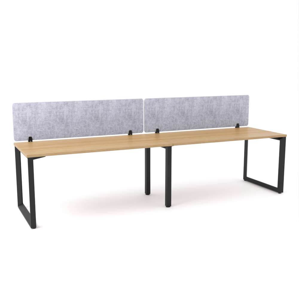 California Office Workstations (Loop Legs) 2-User Single-Sided Desk With AcoustiQ Screen (Marble Gray Screen)