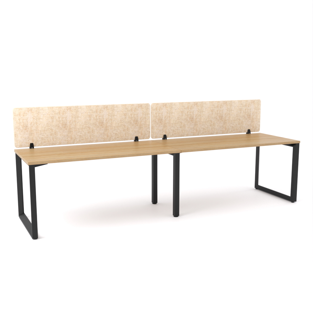 California Office Workstations (Loop Legs) 2-User Single-Sided Desk With AcoustiQ Screen (Natural Screen)