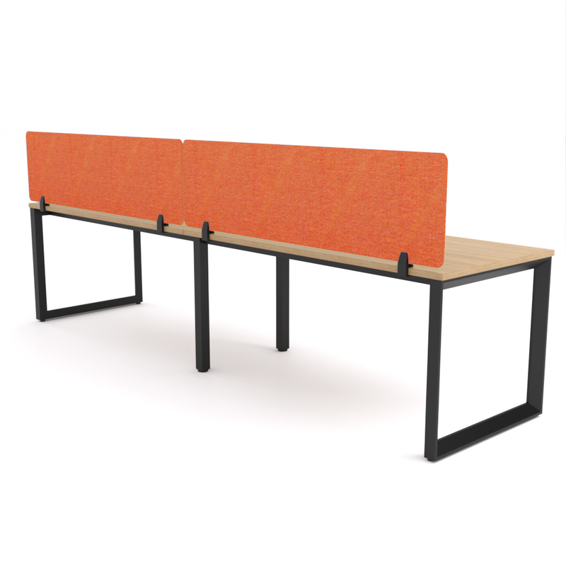 California Office Workstations (Loop Legs) 2-User Single-Sided Desk With AcoustiQ Screen (Orange Screen)