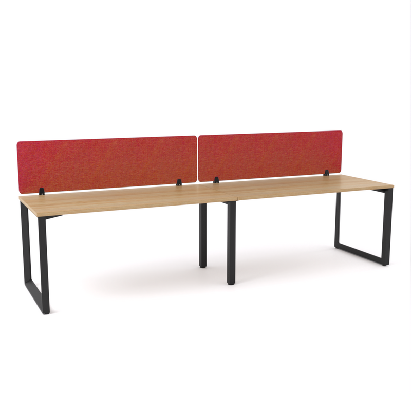 California Office Workstations (Loop Legs) 2-User Single-Sided Desk With AcoustiQ Screen (Red Screen)