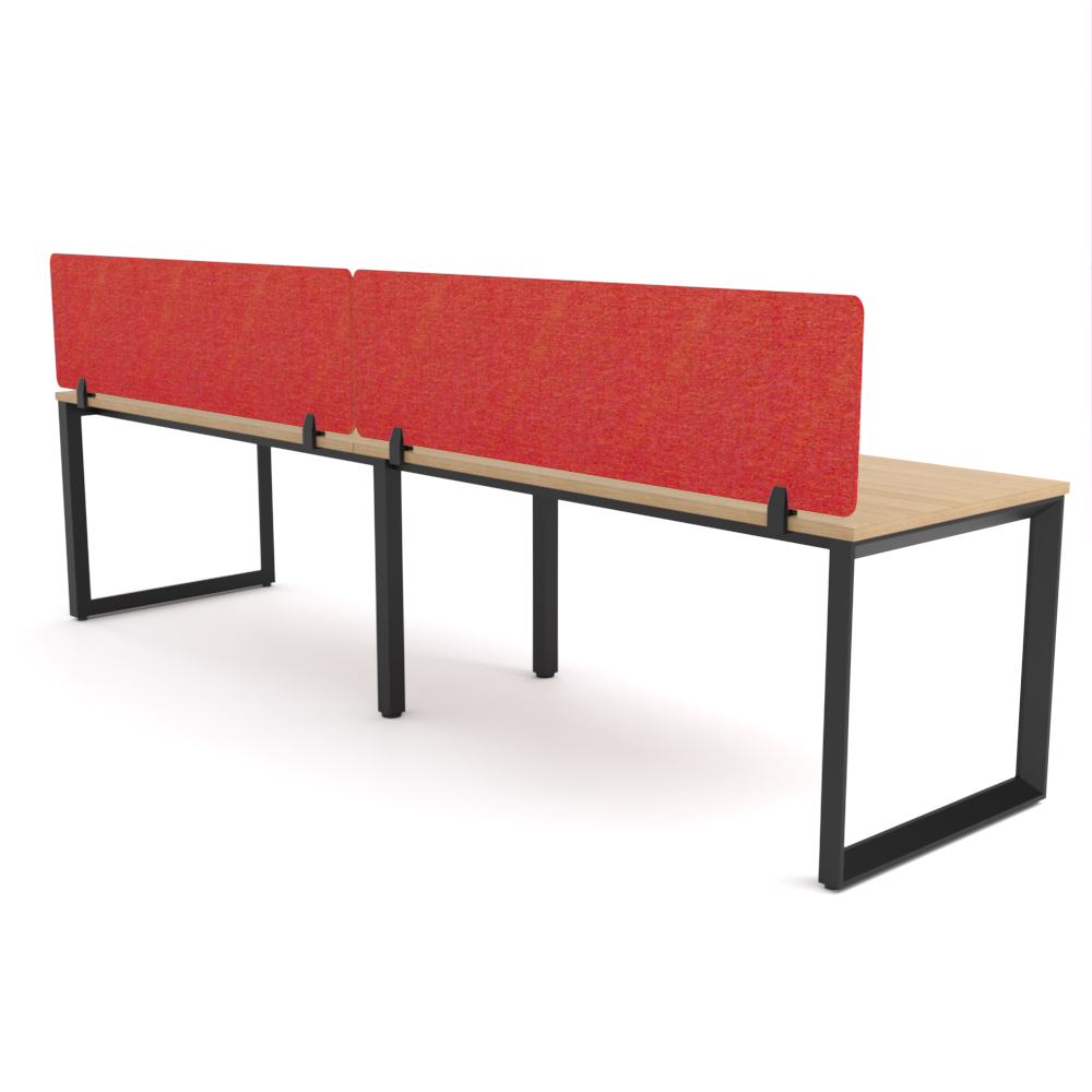 California Office Workstations (Loop Legs) 2-User Single-Sided Desk With AcoustiQ Screen (Red Screen)