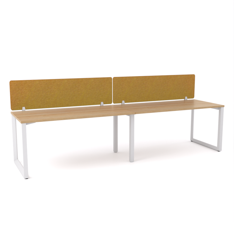 California Office Workstations (Loop Legs) 2-User Single-Sided Desk With AcoustiQ Screen (Golden Yellow Screen)