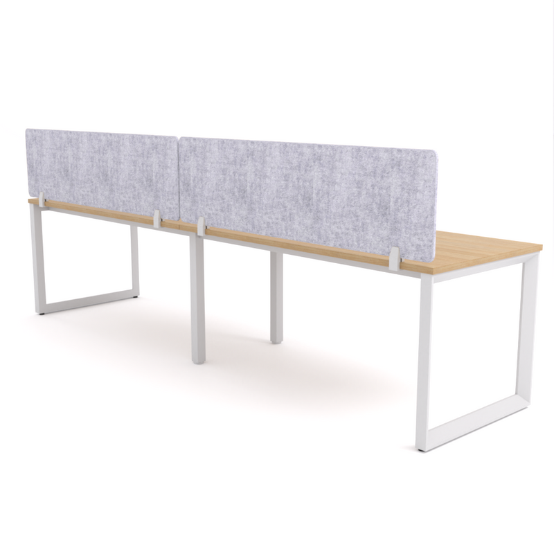 California Office Workstations (Loop Legs) 2-User Single-Sided Desk With AcoustiQ Screen (Marble Gray Screen)