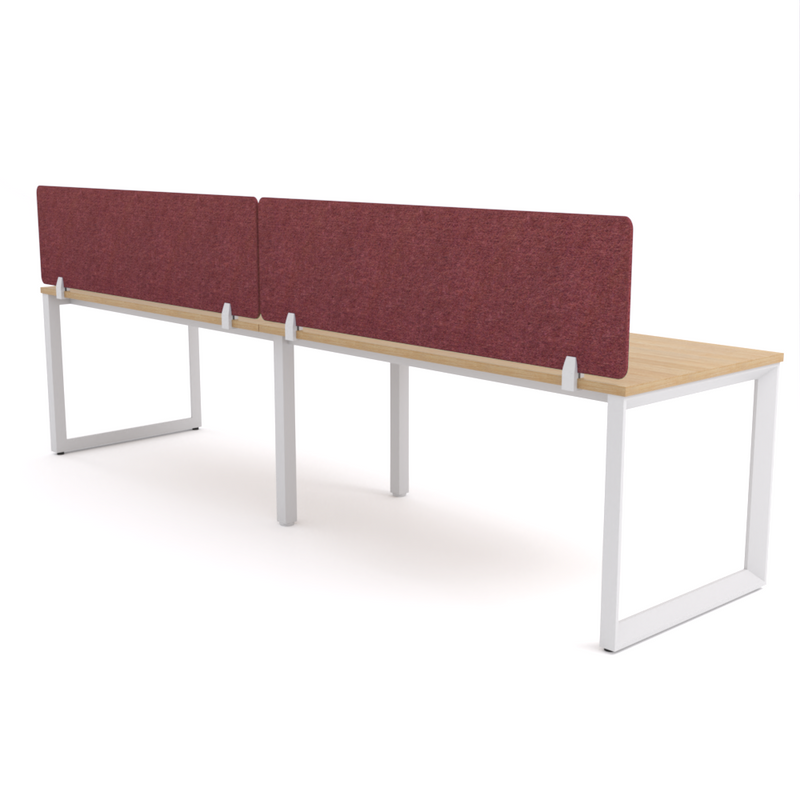 California Office Workstations (Loop Legs) 2-User Single-Sided Desk With AcoustiQ Screen (Maroon Screen)