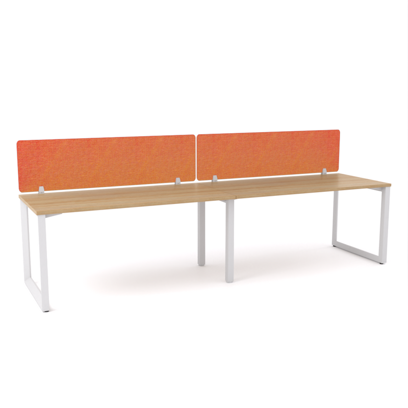 California Office Workstations (Loop Legs) 2-User Single-Sided Desk With AcoustiQ Screen (Orange Screen)