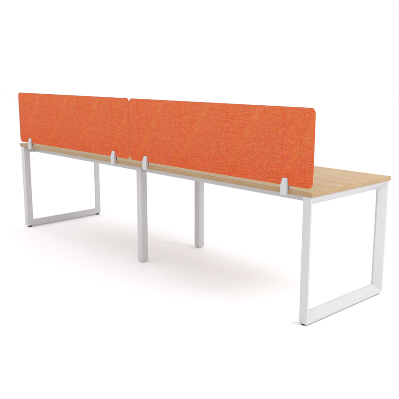 California Office Workstations (Loop Legs) 2-User Single-Sided Desk With AcoustiQ Screen (Orange Screen)