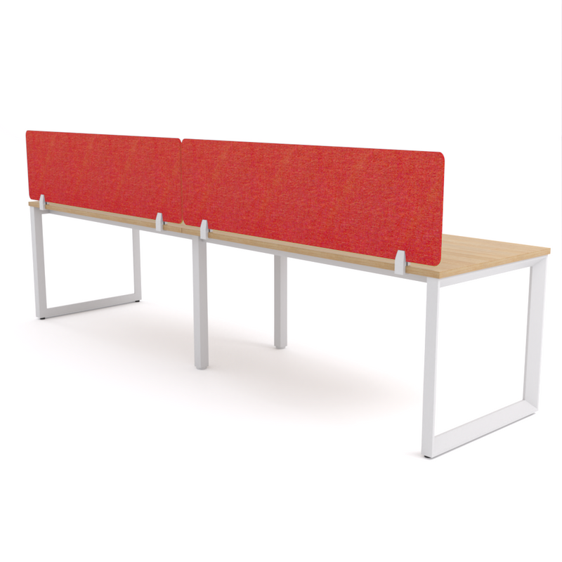 California Office Workstations (Loop Legs) 2-User Single-Sided Desk With AcoustiQ Screen (Red Screen)