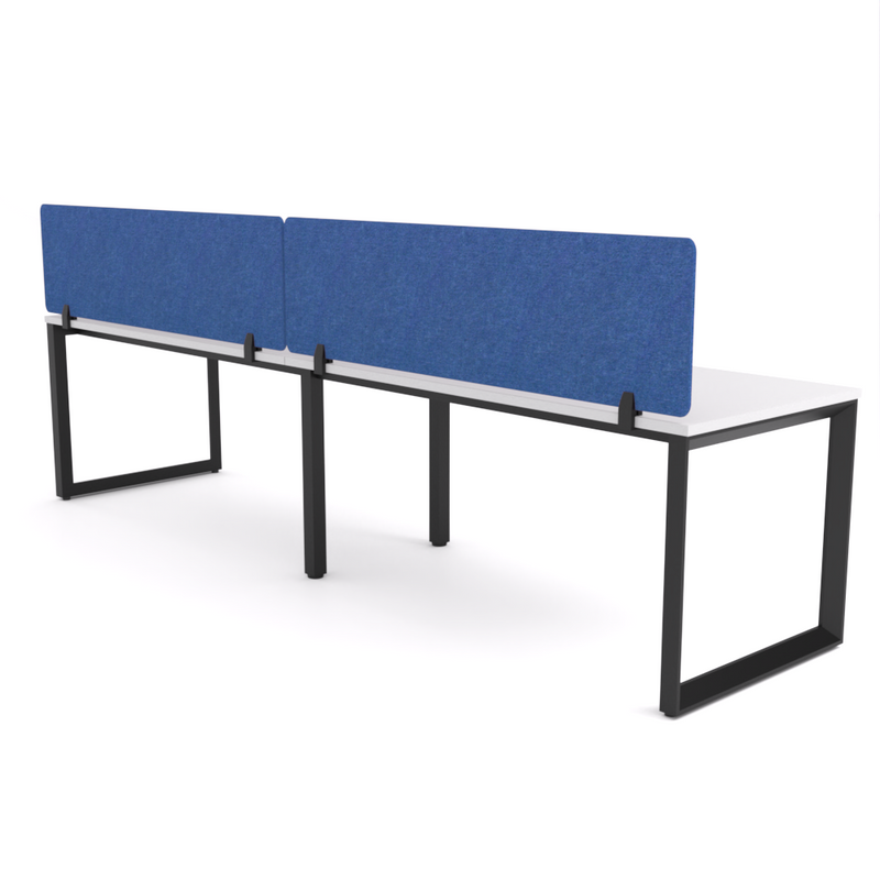 California Office Workstations (Loop Legs) 2-User Single-Sided Desk With AcoustiQ Screen (Cobalt Blue Screen)