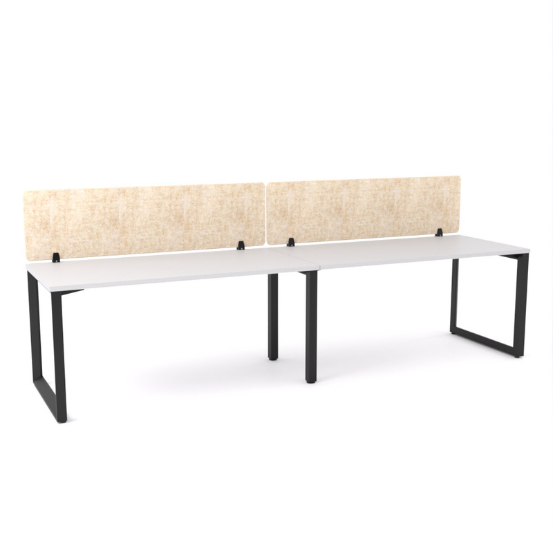 California Office Workstations (Loop Legs) 2-User Single-Sided Desk With AcoustiQ Screen (Natural Screen)-Elite Office Furniture