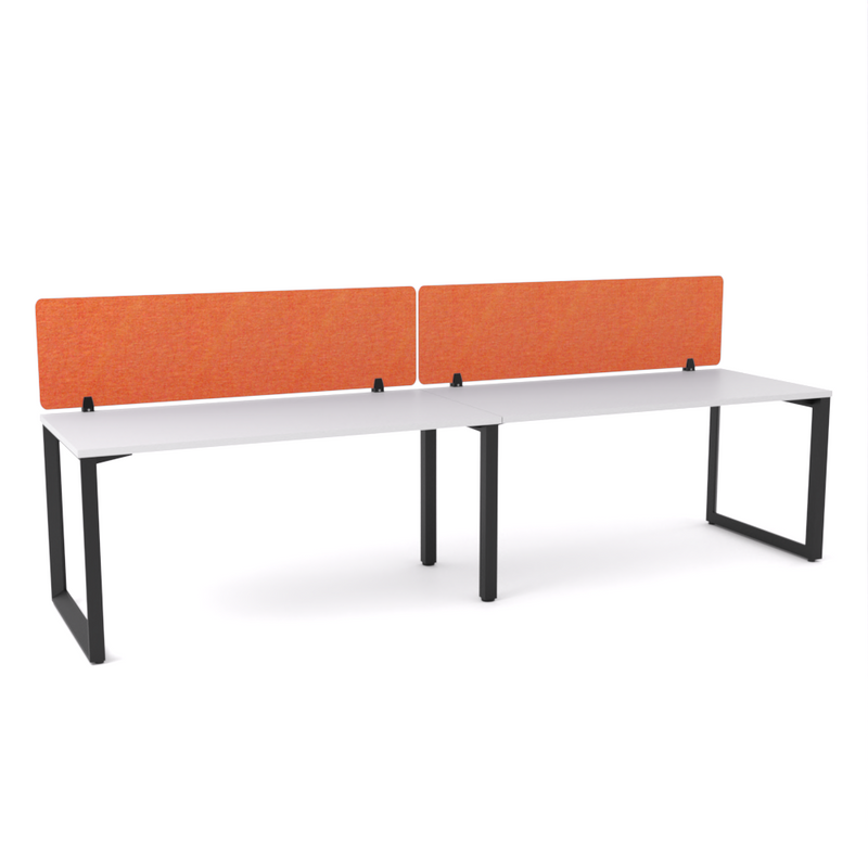 California Office Workstations (Loop Legs) 2-User Single-Sided Desk With AcoustiQ Screen (Orange Screen)