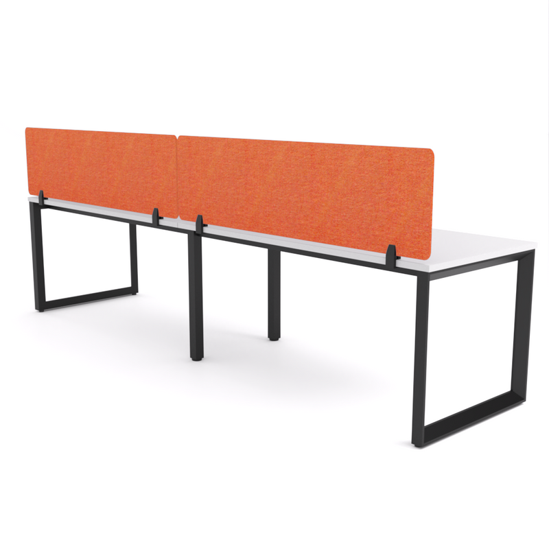 California Office Workstations (Loop Legs) 2-User Single-Sided Desk With AcoustiQ Screen (Orange Screen)