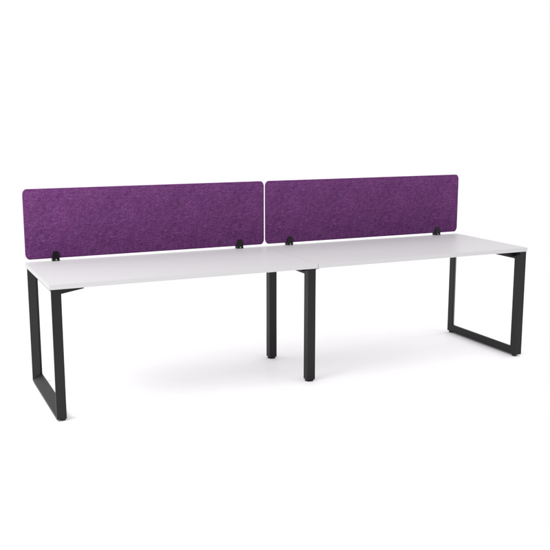California Office Workstations (Loop Legs) 2-User Single-Sided Desk With AcoustiQ Screen (Purple Screen)
