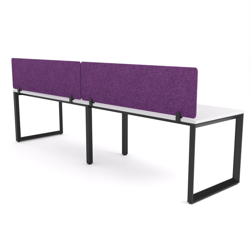 California Office Workstations (Loop Legs) 2-User Single-Sided Desk With AcoustiQ Screen (Purple Screen)