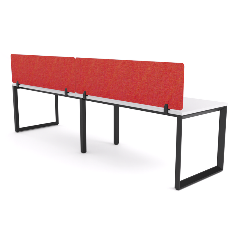 California Office Workstations (Loop Legs) 2-User Single-Sided Desk With AcoustiQ Screen (Red Screen)