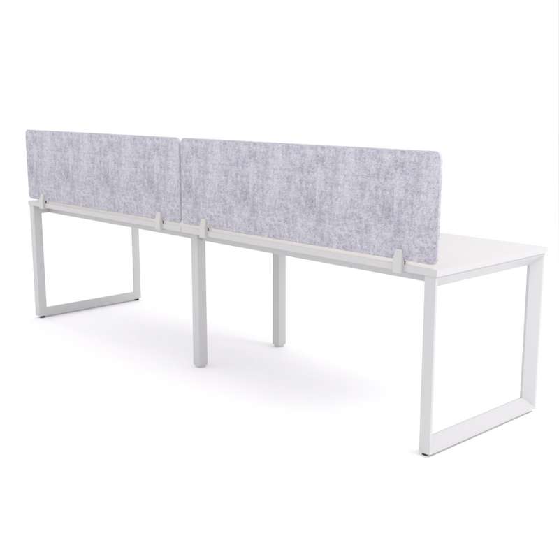 California Office Workstations (Loop Legs) 2-User Single-Sided Desk With AcoustiQ Screen (Marble Gray Screen)