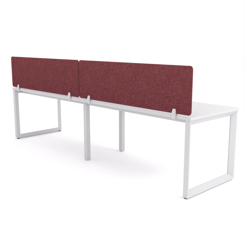 California Office Workstations (Loop Legs) 2-User Single-Sided Desk With AcoustiQ Screen (Maroon Screen)
