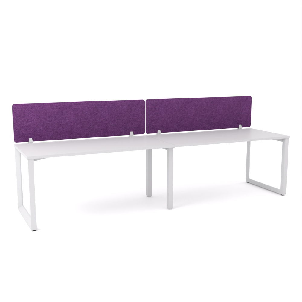 California Office Workstations (Loop Legs) 2-User Single-Sided Desk With AcoustiQ Screen (Purple Screen)-Elite Office Furniture