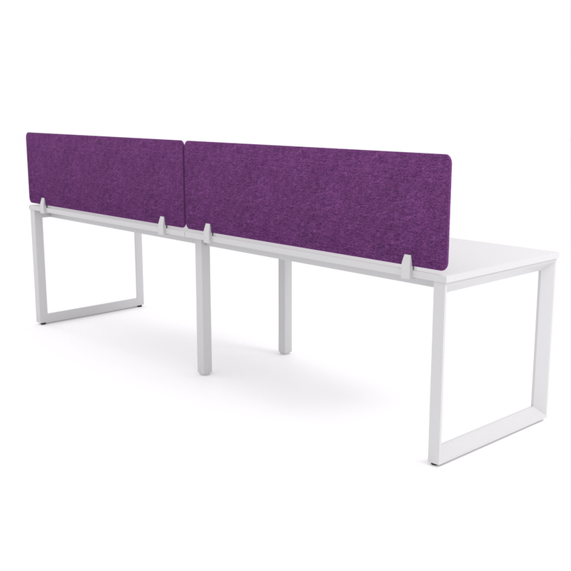 California Office Workstations (Loop Legs) 2-User Single-Sided Desk With AcoustiQ Screen (Purple Screen)