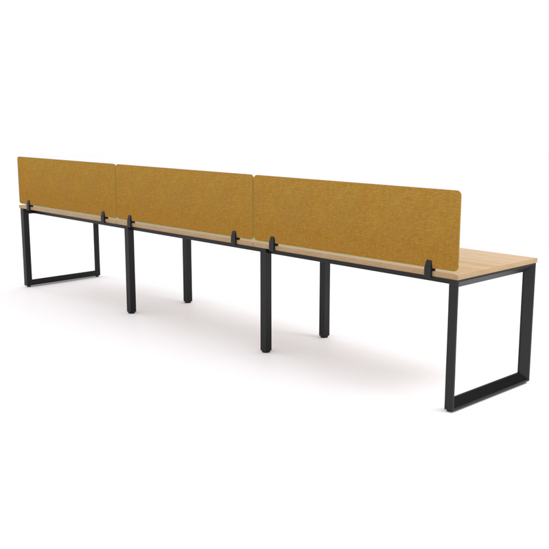 California Office Workstations (Loop Legs) 3-User Single-Sided Desk With AcoustiQ Screen (Golden Yellow Screen)