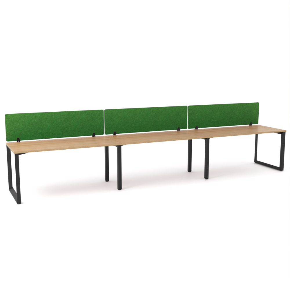 California Office Workstations (Loop Legs) 3-User Single-Sided Desk With AcoustiQ Screen (Green Screen)