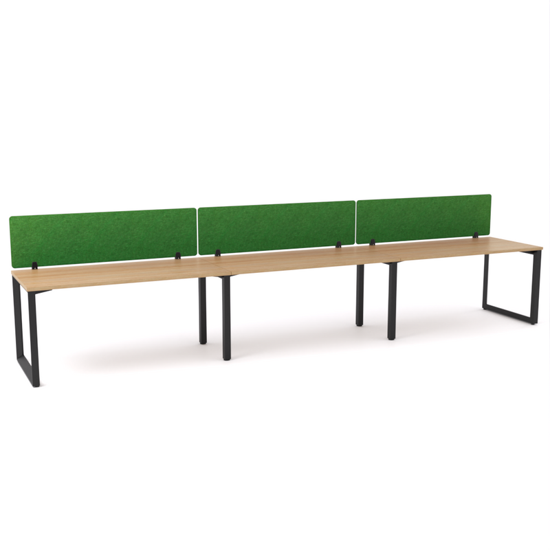 California Office Workstations (Loop Legs) 3-User Single-Sided Desk With AcoustiQ Screen (Green Screen)