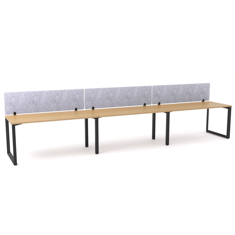 California Office Workstations (Loop Legs) 3-User Single-Sided Desk With AcoustiQ Screen (Marble Gray Screen)