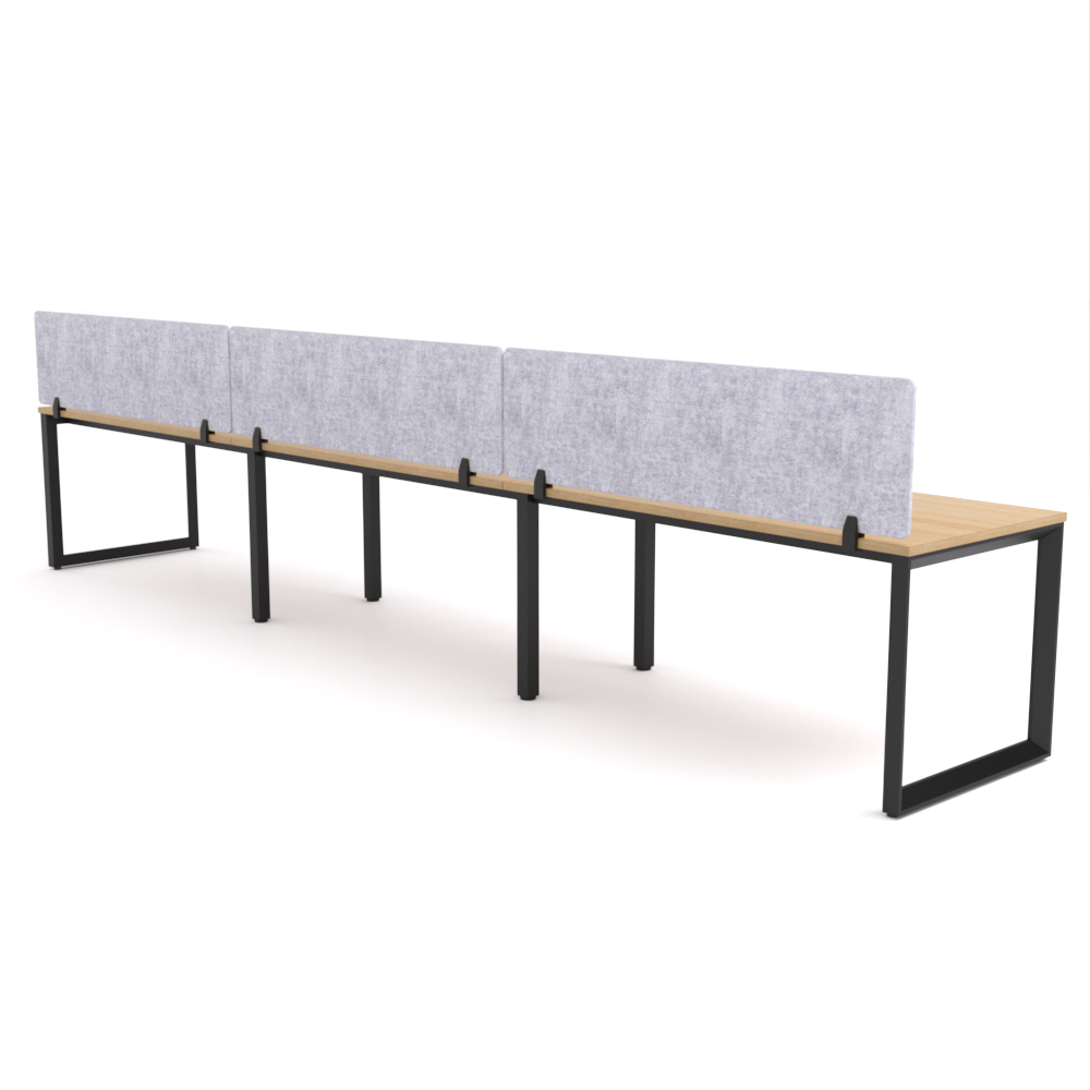 California Office Workstations (Loop Legs) 3-User Single-Sided Desk With AcoustiQ Screen (Marble Gray Screen)