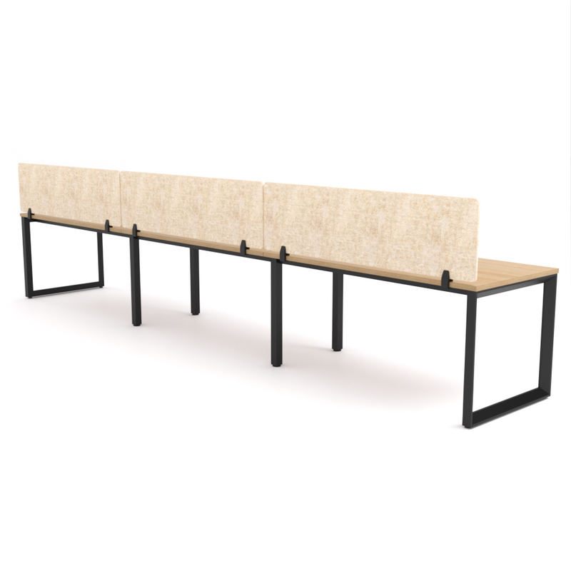 California Office Workstations (Loop Legs) 3-User Single-Sided Desk With AcoustiQ Screen (Natural Screen)