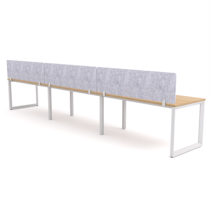 California Office Workstations (Loop Legs) 3-User Single-Sided Desk With AcoustiQ Screen (Marble Gray Screen)