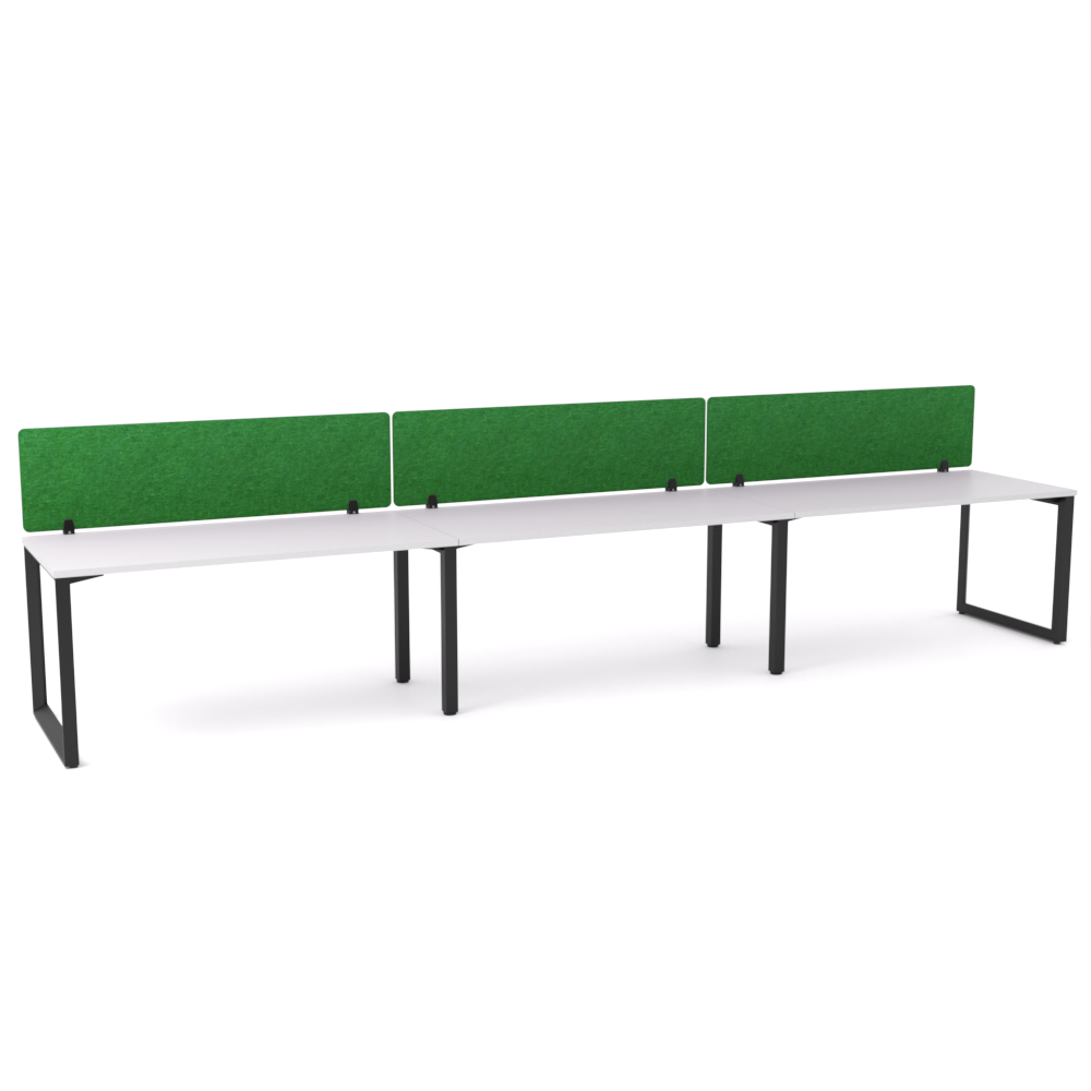 California Office Workstations (Loop Legs) 3-User Single-Sided Desk With AcoustiQ Screen (Green Screen)-Elite Office Furniture