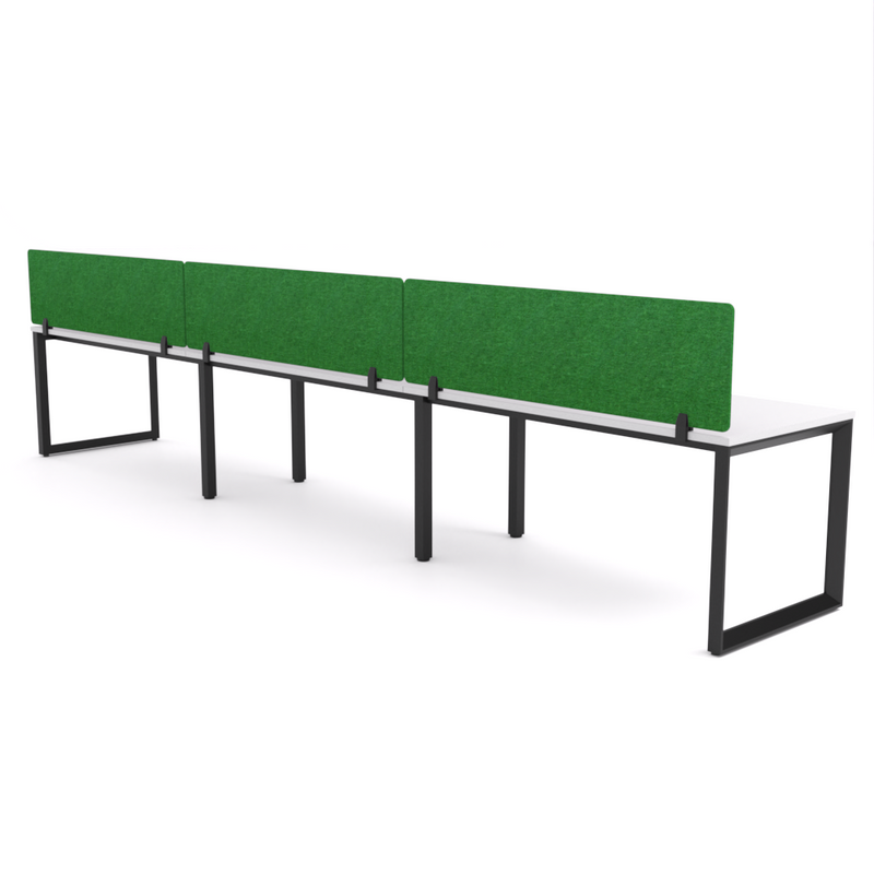 California Office Workstations (Loop Legs) 3-User Single-Sided Desk With AcoustiQ Screen (Green Screen)