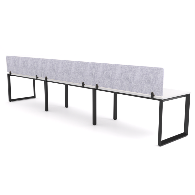 California Office Workstations (Loop Legs) 3-User Single-Sided Desk With AcoustiQ Screen (Marble Gray Screen)