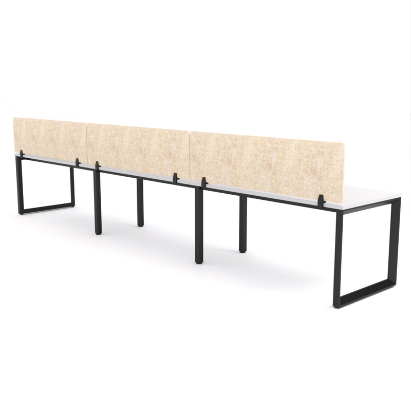 California Office Workstations (Loop Legs) 3-User Single-Sided Desk With AcoustiQ Screen (Natural Screen)