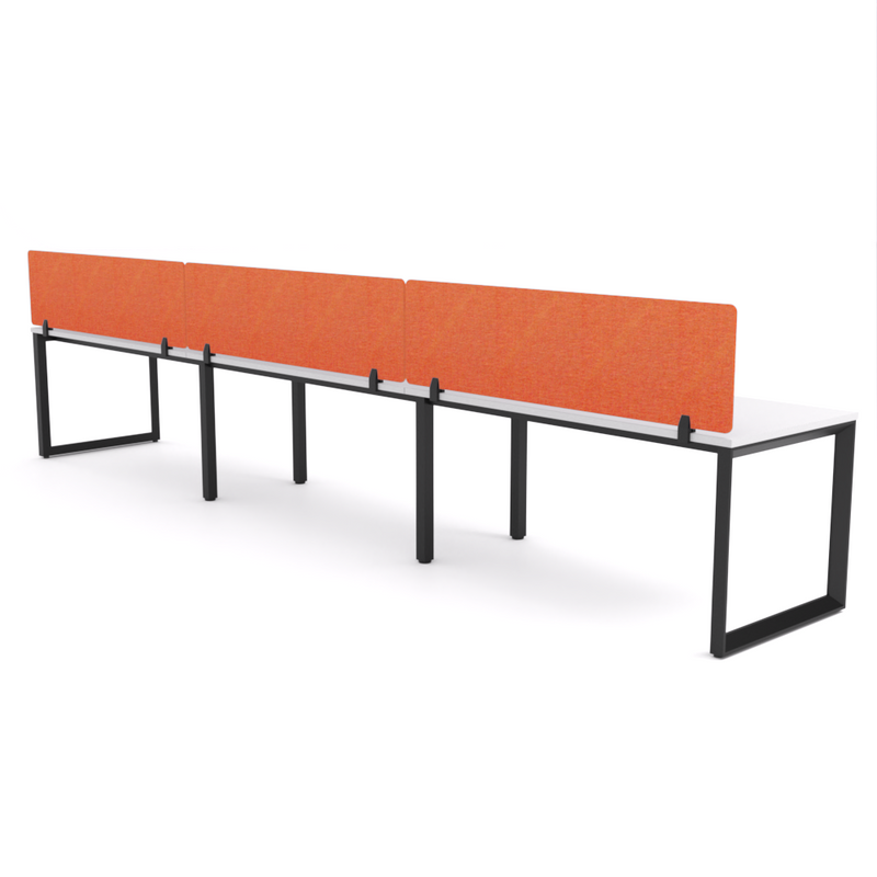 California Office Workstations (Loop Legs) 3-User Single-Sided Desk With AcoustiQ Screen (Orange Screen)