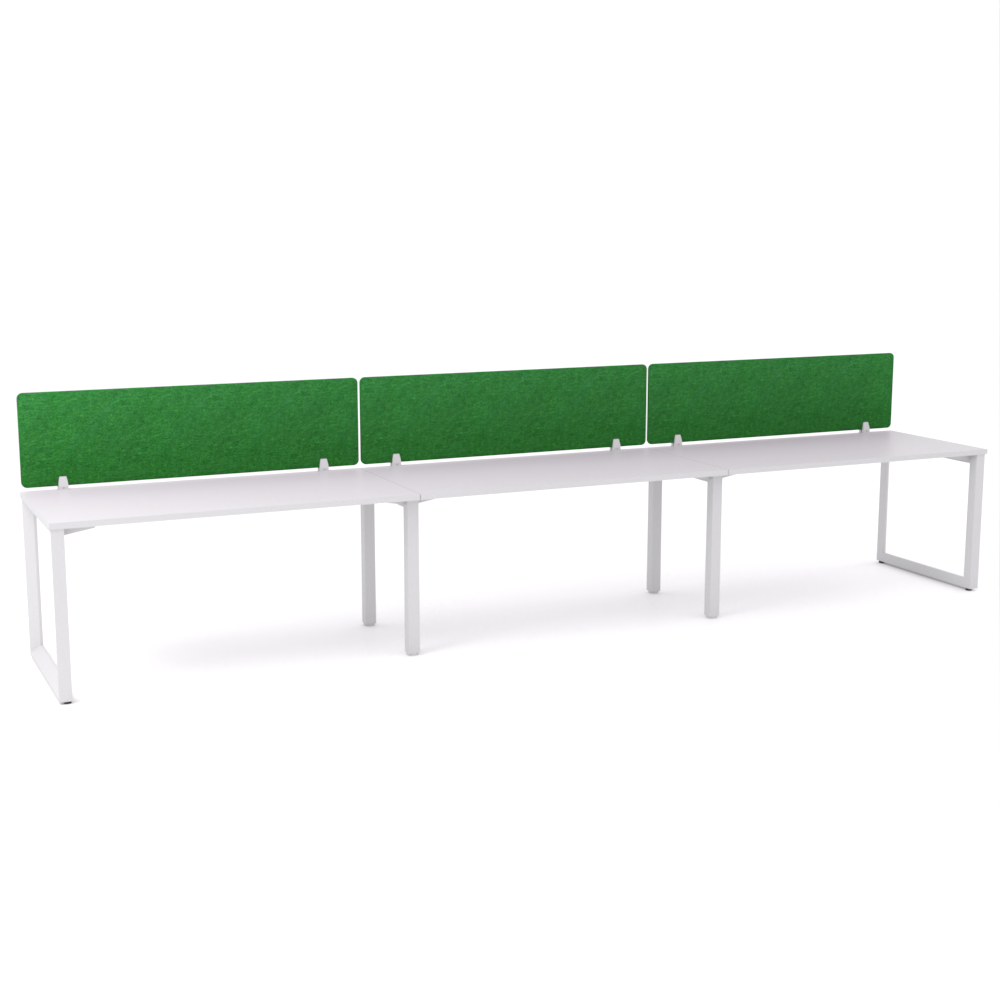California Office Workstations (Loop Legs) 3-User Single-Sided Desk With AcoustiQ Screen (Green Screen)-Elite Office Furniture