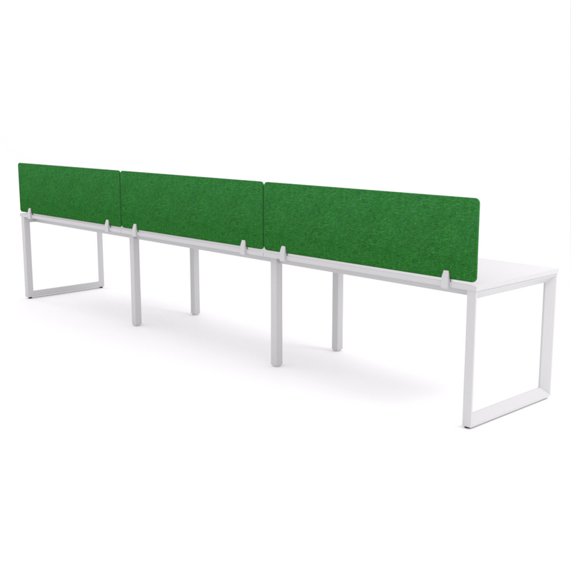 California Office Workstations (Loop Legs) 3-User Single-Sided Desk With AcoustiQ Screen (Green Screen)