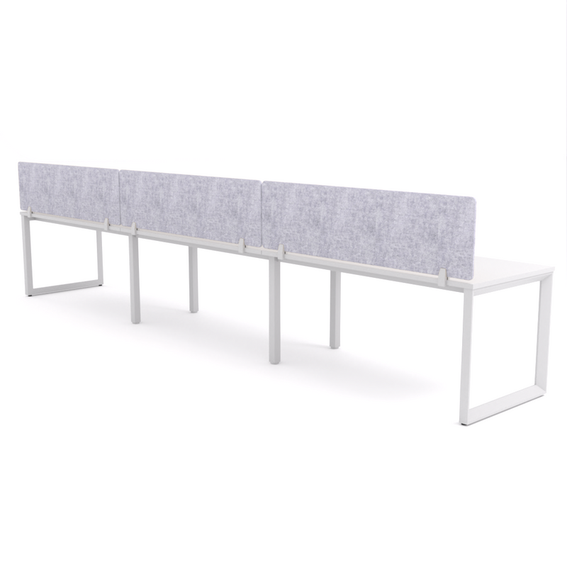 California Office Workstations (Loop Legs) 3-User Single-Sided Desk With AcoustiQ Screen (Marble Gray Screen)