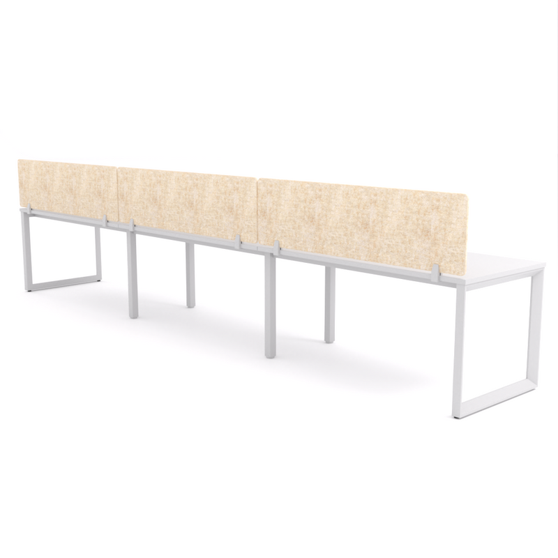 California Office Workstations (Loop Legs) 3-User Single-Sided Desk With AcoustiQ Screen (Natural Screen)