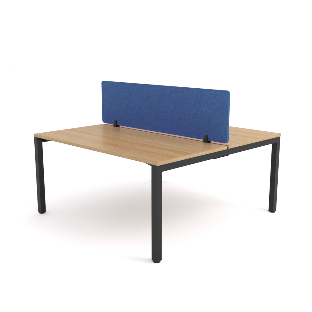 California Office Workstations (Straight Legs) 2-User Double-Sided Desk With AcoustiQ Screen (Cobalt Blue Screen)