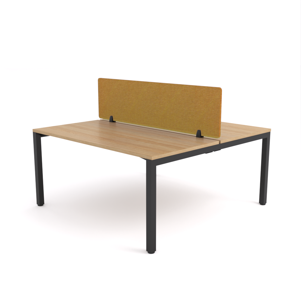 California Office Workstations (Straight Legs) 2-User Double-Sided Desk With AcoustiQ Screen (Golden Yellow Screen)