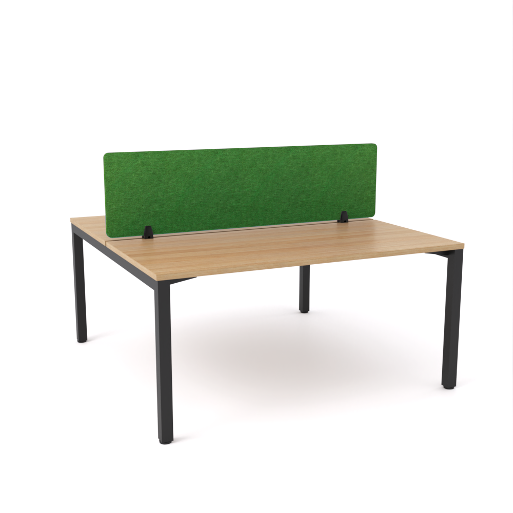 California Office Workstations (Straight Legs) 2-User Double-Sided Desk With AcoustiQ Screen (Green Screen)